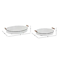 White Metal Farmhouse Tray Set