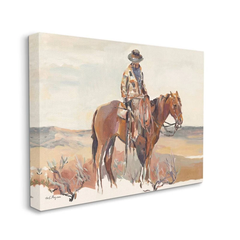Stupell Industries Cowboy Fields And Farm Western Painting Canvas Wall Art