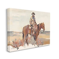 Stupell Industries Cowboy Fields And Farm Western Painting Canvas Wall Art