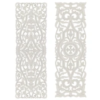 Set of 2 White Mango Wood Farmhouse Abstract Wall Decor, 16" x 48"