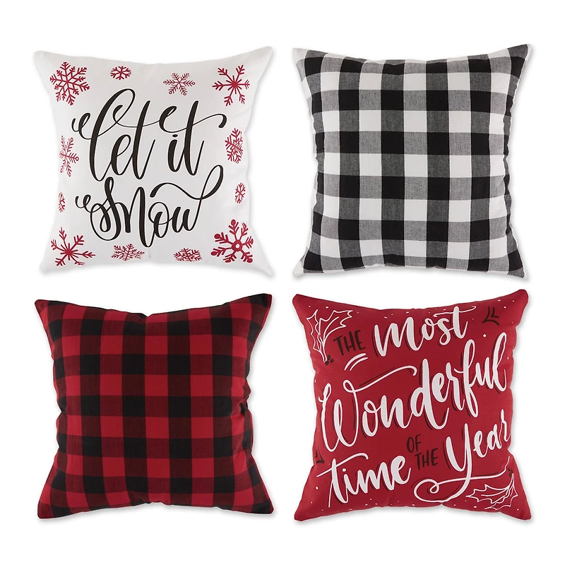 DII® Christmas Buffalo Check & Print Pillow Cover Set