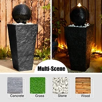 Glitzhome® Modern LED Black Geometric Pedestal & Sphere Outdoor Floor Fountain