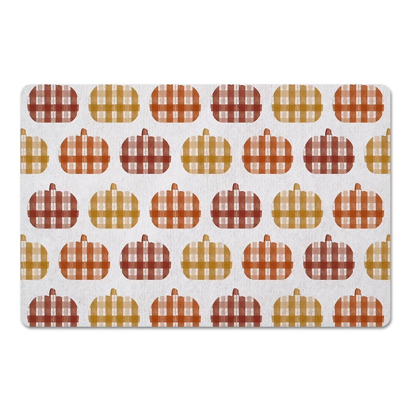 Plaid Pumpkins Floor Mat