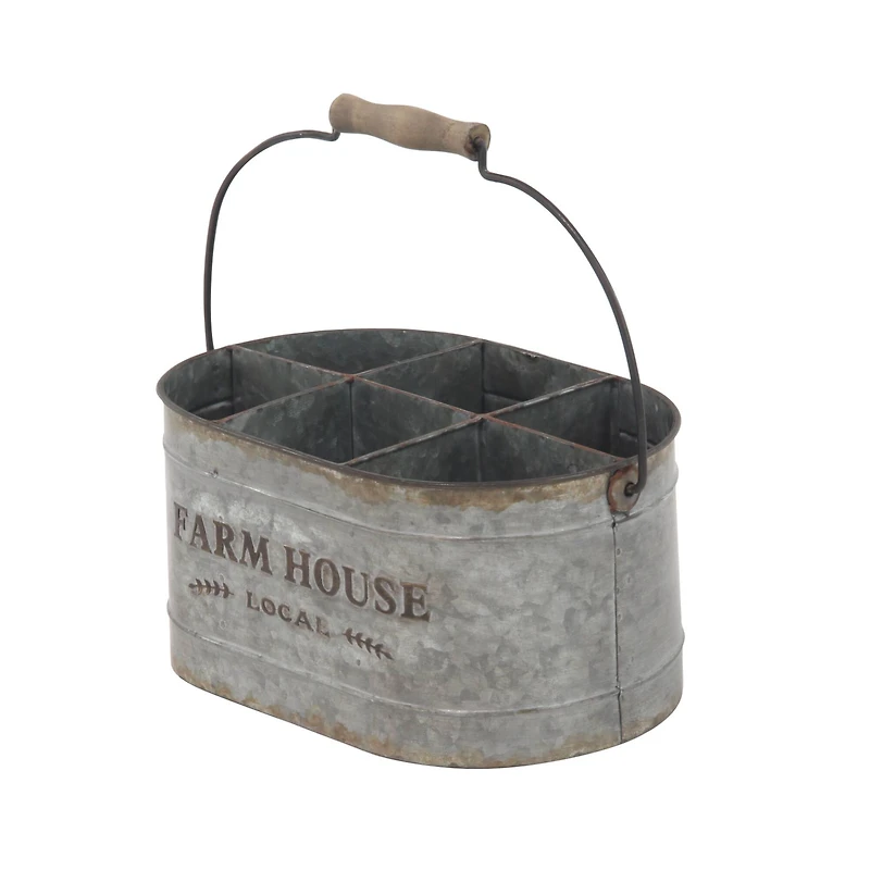 13" Gray Metal Farmhouse Wine Holder