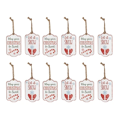 Metal Holiday Sentiment Tag Ornament Set