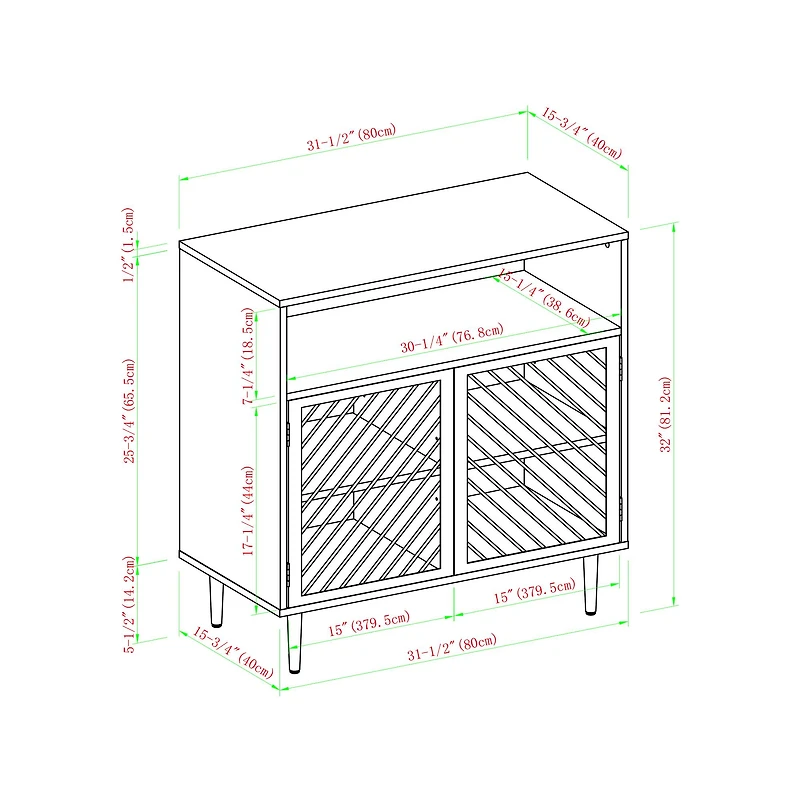 Walker Edison 32" Reclaimed Barnwood Modern Slanted Metal Door Accent Cabinet