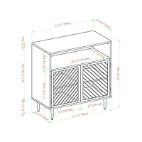 Walker Edison 32" Reclaimed Barnwood Modern Slanted Metal Door Accent Cabinet