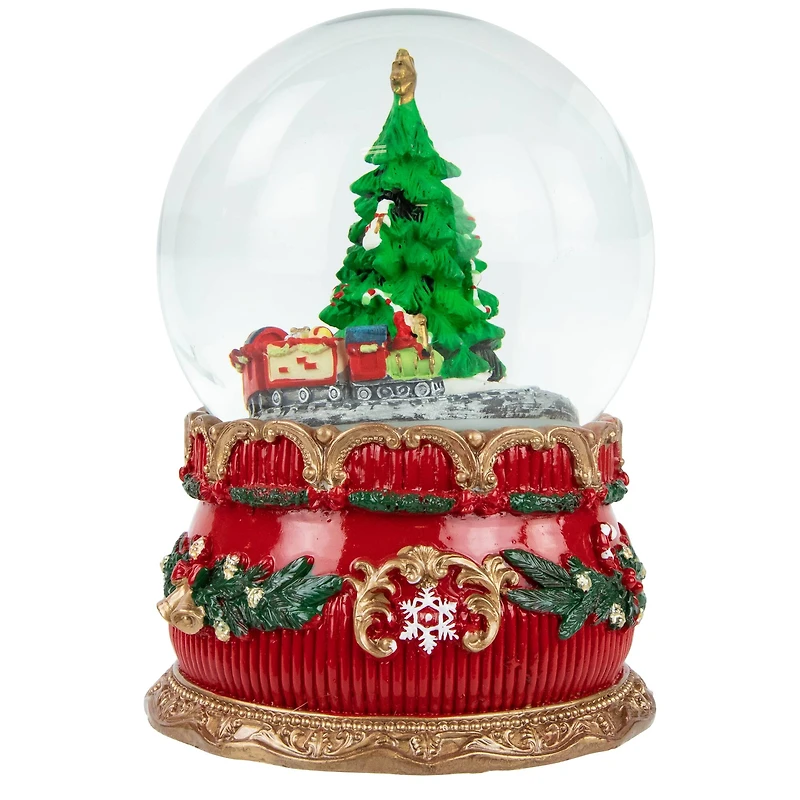 6" Musical Christmas Tree & Train Animated Water Globe