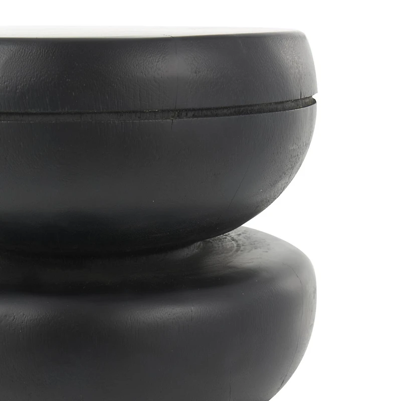 18" Black Wood Handmade Bubble Inspired Accent Table