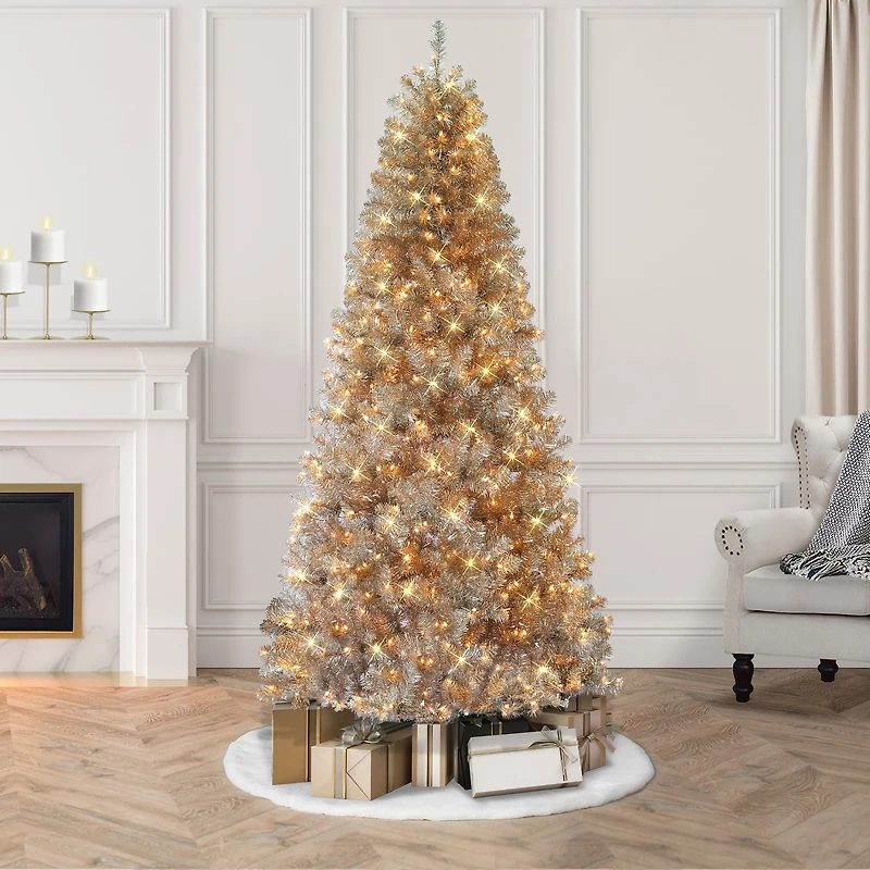 7.5ft. Pre-Lit Rose Gold Artificial Christmas Tree, Clear Incandescent Lights