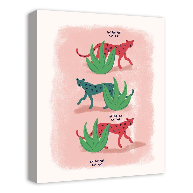 Cheetahs in Leaves Canvas Wall Art