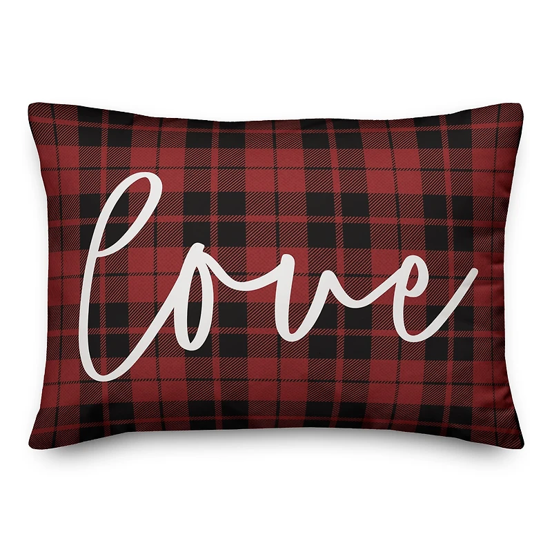 Love Plaid Throw Pillow