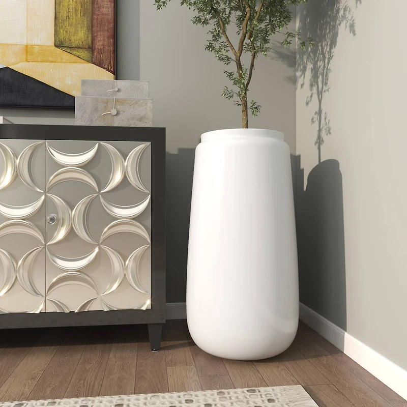 30" Tall White Floor Vase