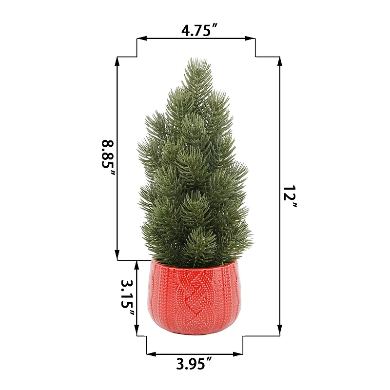 12" Unlit Tabletop Artificial Christmas Tree in Ceramic Sweater Pot