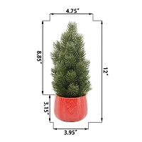 12" Unlit Tabletop Artificial Christmas Tree in Ceramic Sweater Pot