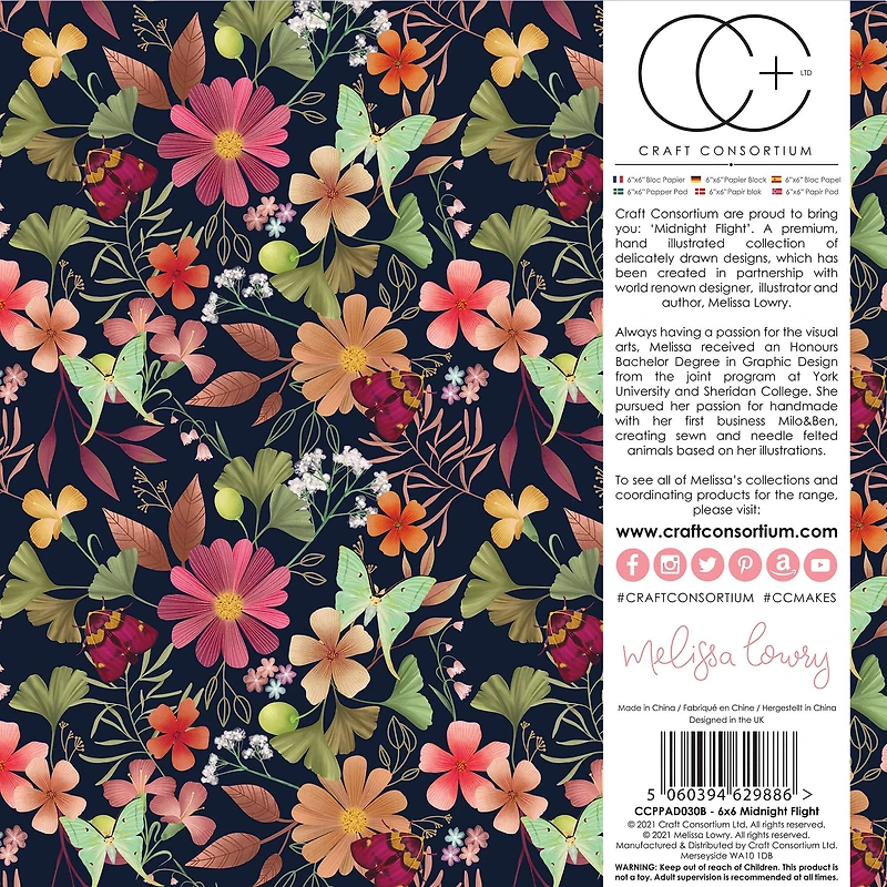 Craft Consortium Midnight Flight Double-Sided Paper Pad, 6" x 6"