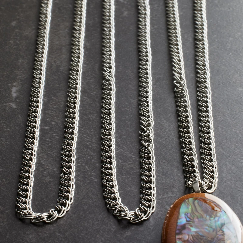 Rhodium Double Link Chain Necklaces By Bead Landing™