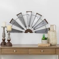 Glitzhome® Galvanized Metal Semi-Circle Windmill Wall Décor