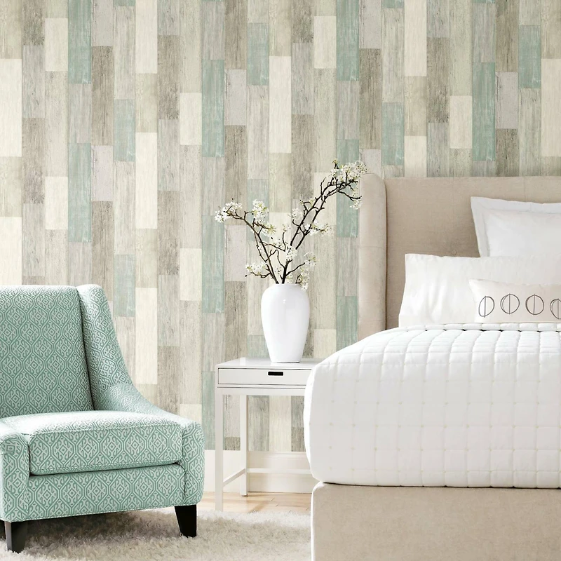 RoomMates Coastal Weathered Plank Peel & Stick Wallpaper