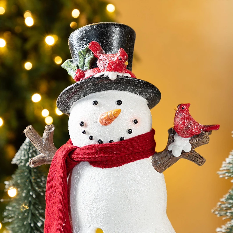 Glitzhome® 15" Christmas Lighted Resin Snowman Table Decor