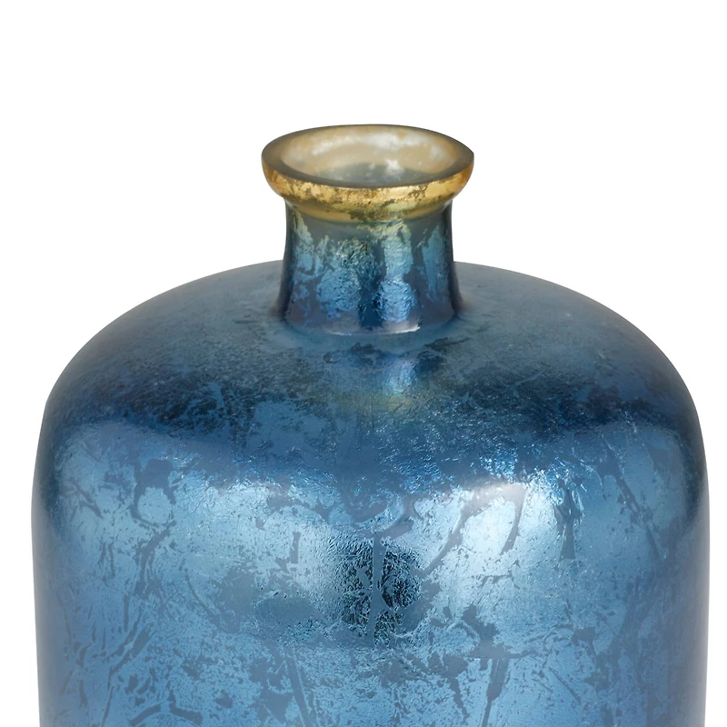 Blue Glass Coastal Vase, 12" x 10" x 10"