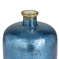 Blue Glass Coastal Vase, 12" x 10" x 10"
