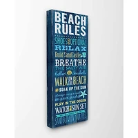 Stupell Industries Blue Beach Rules Canvas Wall Art