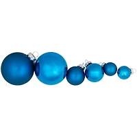 40ct. 2.5" Shiny & Matte Royal Blue & Silver Glass Ball Christmas Ornaments