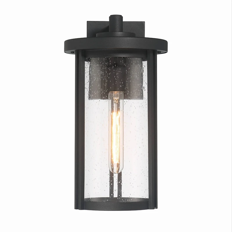 Hello Honey® Maude Matte Black Modern Cylindrical Metal & Glass Wall Mounted Outdoor Wall Light