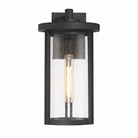 Hello Honey® Maude Matte Black Modern Cylindrical Metal & Glass Wall Mounted Outdoor Wall Light