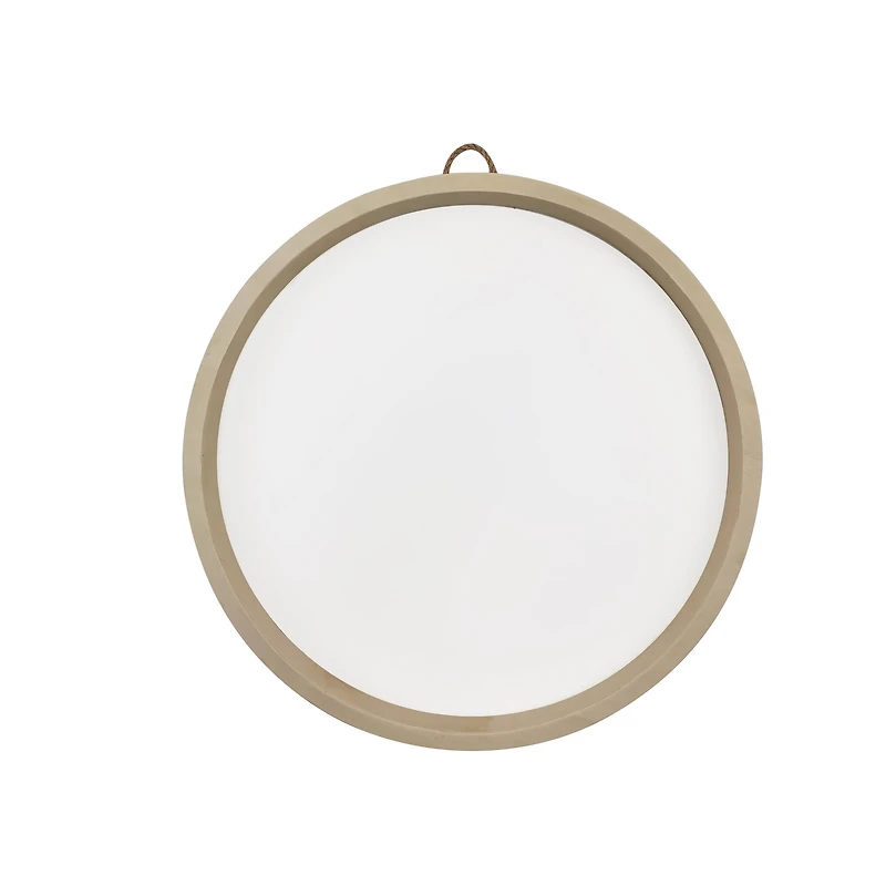 12" Round White Plaque with Natural Frame by Make Market®