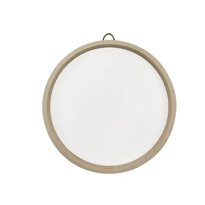 12" Round White Plaque with Natural Frame by Make Market®