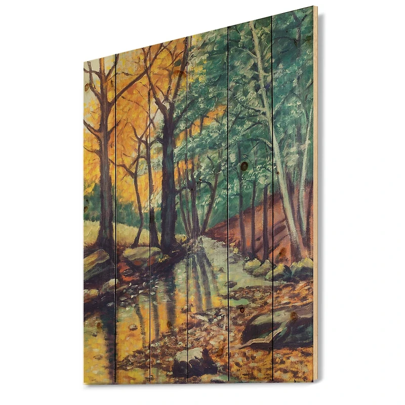 Designart - Landscape With River In Autumn Forest Sunset