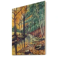 Designart - Landscape With River In Autumn Forest Sunset