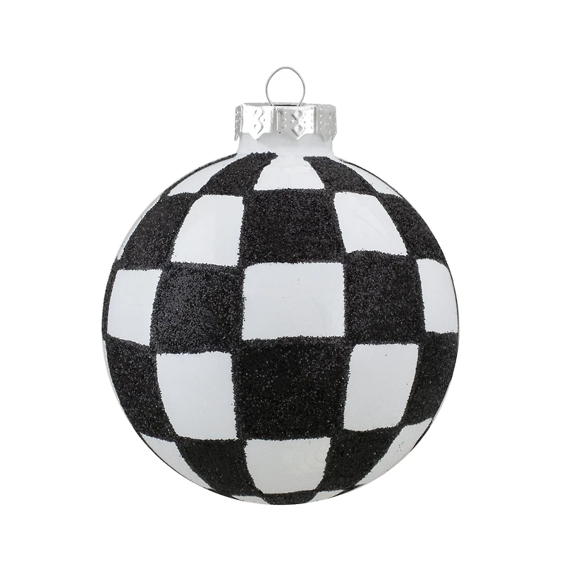 2.5" Black & White Glass Ball Décor Set