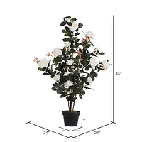 45" Artificial White Rose Plant in Pot