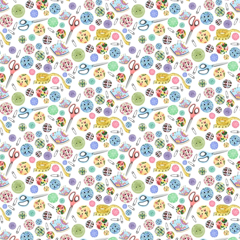 Springs Creative Buttons Toss Cotton Fabric