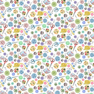 Springs Creative Buttons Toss Cotton Fabric