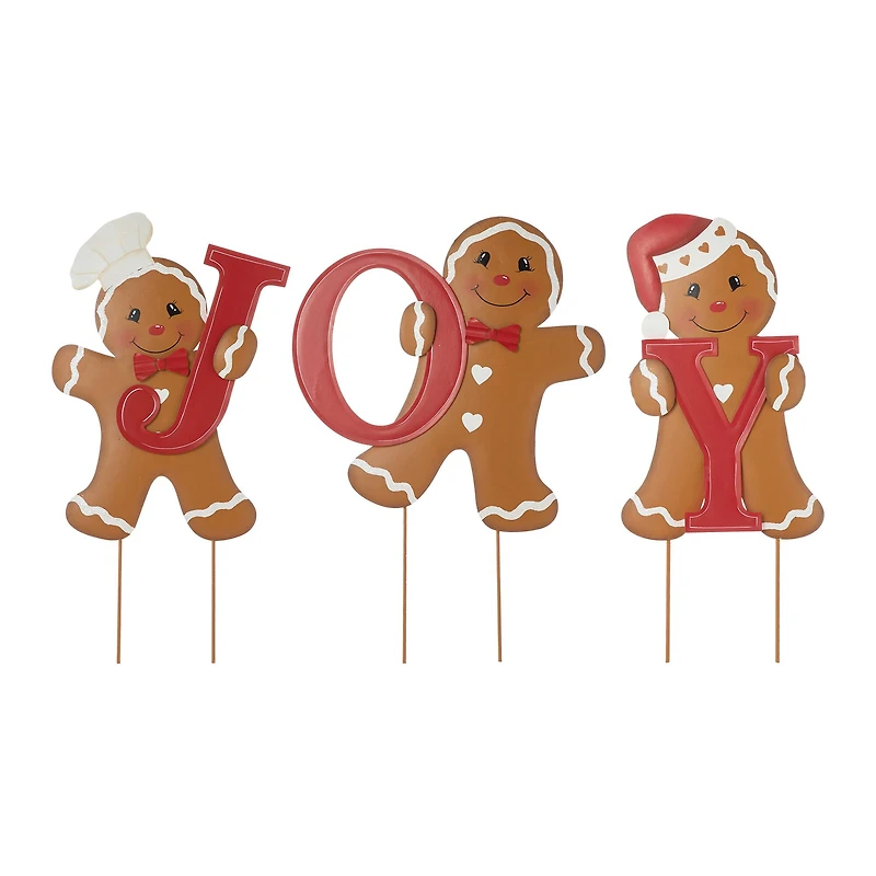 Glitzhome® 46.75'' JOY Gingerbread Man Metal Yardstakes