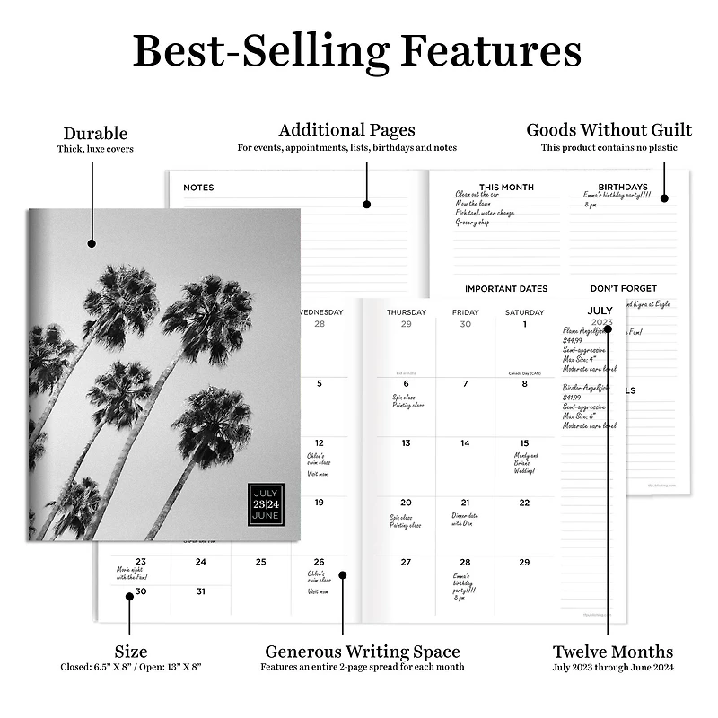 TF Publishing 2023-2024 Palms Medium Monthly Planner