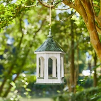 Glitzhome® 15.75" Metal Roof Wood Gazebo Tray Bird Feeder