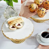 Set of 2 Gold Marble Natural Cake Stand, 12", 10"