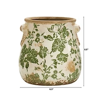 6.5" Tuscan Ceramic Green Scroll Planter