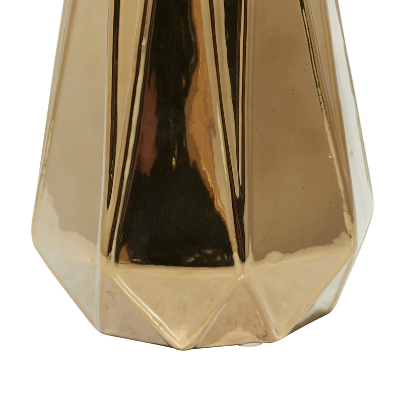 Set of 3 Gold Stoneware Glam Vase, 7", 11", 15"