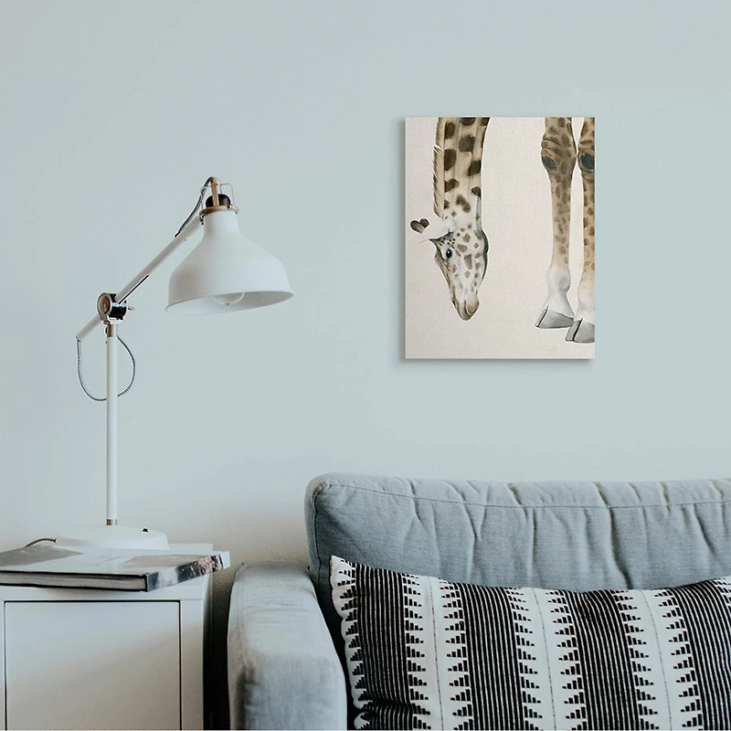 Stupell Industries Giraffe Grazing Safari Animal Hoof Detail Canvas Wall Art