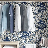 Scalamandre Indigo Chien Dragon Peel & Stick Wallpaper