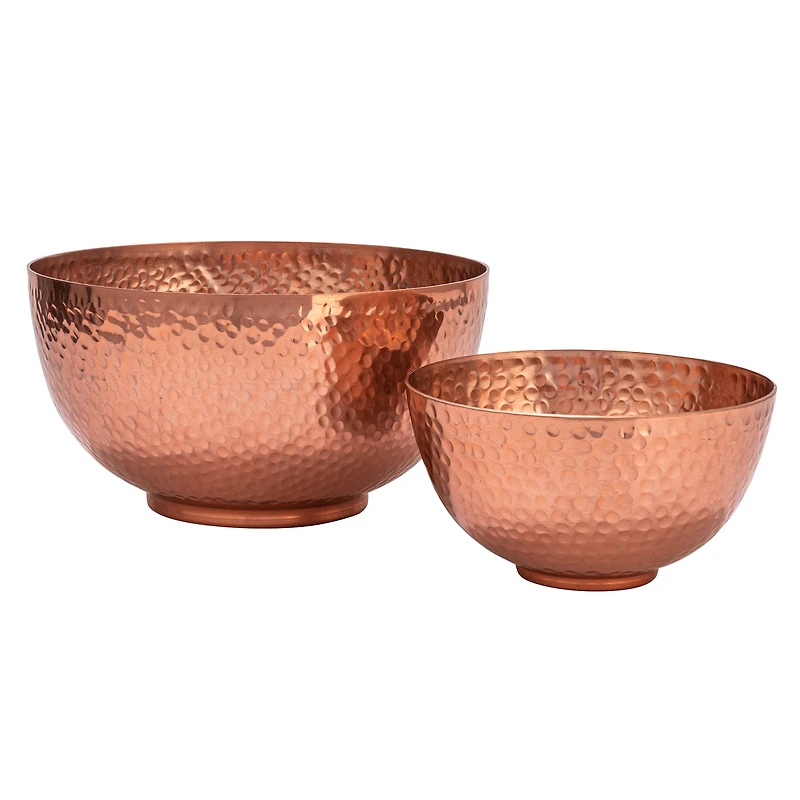 Hello Honey® Copper Finish Round Hammered Metal Bowl Set