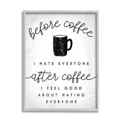 Stupell Industries Before Coffee After Coffee Wall Art in Gray Frame