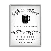 Stupell Industries Before Coffee After Coffee Wall Art in Gray Frame