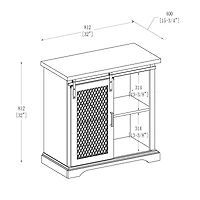 Walker Edison 32" Dark Walnut Sliding Mesh Metal Door Accent Cabinet